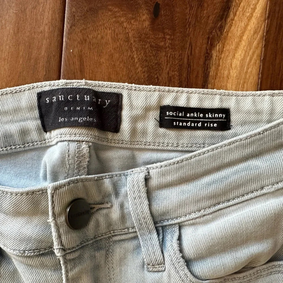 Anthropologie x Sanctuary Denim Lightwash standard Rise Ankle Skinny Jeans 25 - Picture 3 of 4